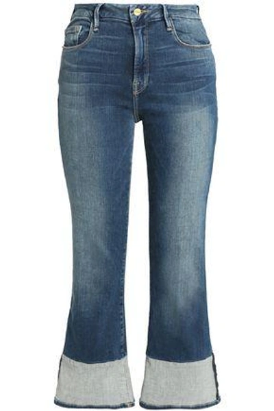 Frame Woman Faded Mid-rise Kick-flare Jeans Mid Denim