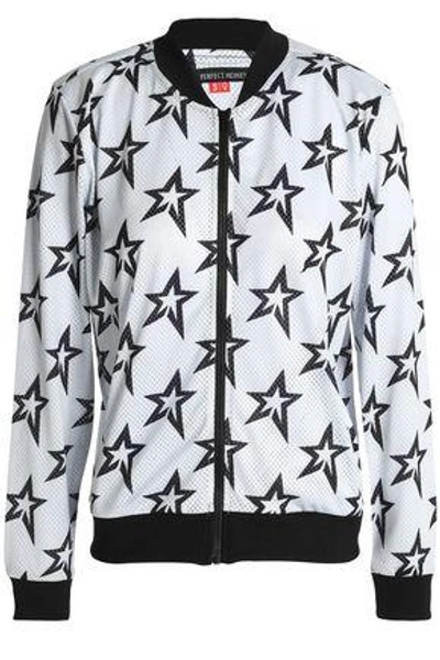 Perfect Moment Printed Mesh Bomber Jacket In White