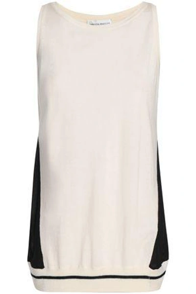 Amanda Wakeley Woman Ray Voile-paneled Silk, Wool And Cashmere-blend Top Ecru