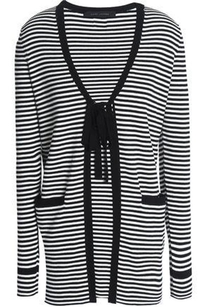 Marc Jacobs Striped Cotton Cardigan In Black