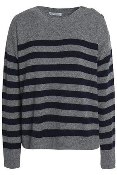 Vince Striped Cashmere Sweater In Gray