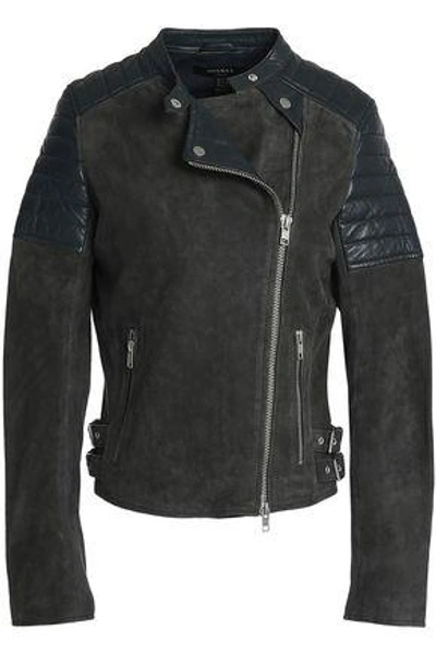 Muubaa Leather-paneled Suede Biker Jacket In Anthracite
