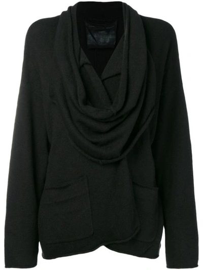 Rundholz Black Label Scarf Neck Cardigan In Black