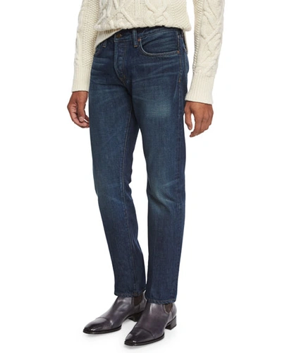 Tom Ford Straight-fit Selvedge Harrison Wash Denim Jeans, Blue
