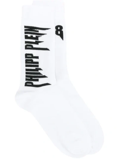 Philipp Plein Logo Socks In White