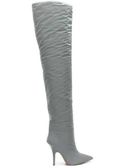 Yeezy Over-the-knee Stiletto Boots In Grey