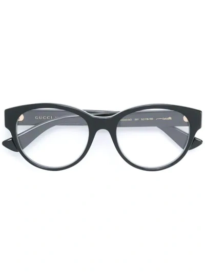 Gucci Black Oval-frame Optical Glasses