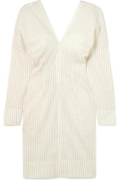 Bassike Pinstriped Ramie And Cotton-blend Mini Dress In Cream