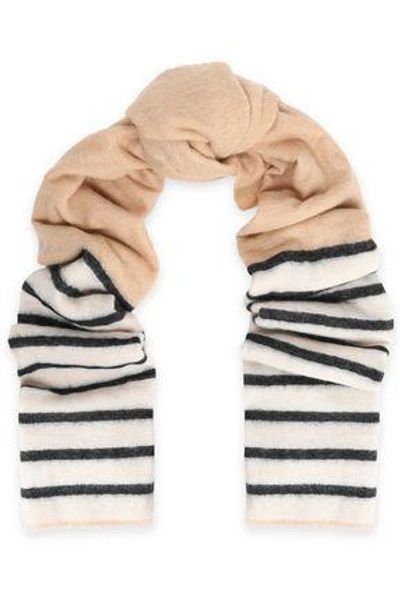 Brunello Cucinelli Woman Striped Two-tone Intarsia-knit Scarf Beige