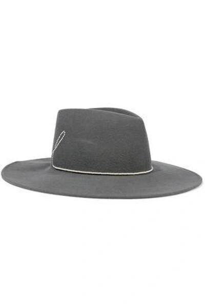 Eugenia Kim Woman Harlowe Faux Pearl-embellished Wool-felt Fedora Anthracite