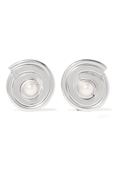 Annie Costello Brown Novus Sterling Silver Pearl Clip Earrings