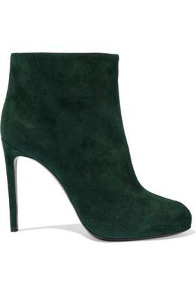Casadei Woman Suede Ankle Boots Dark Green