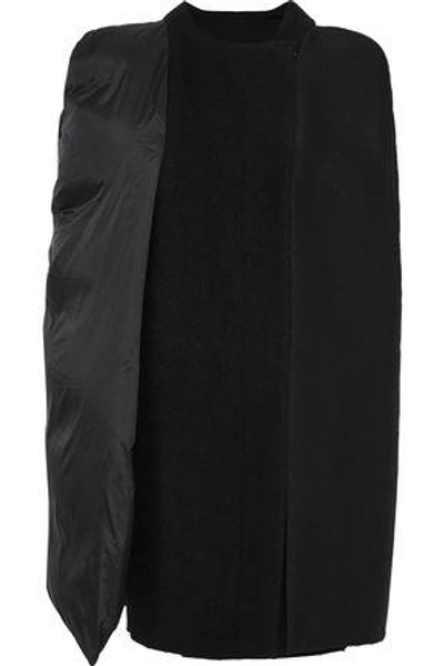 Rick Owens Woman Paneled Shell, Twill And Brushed-wool Cape Black