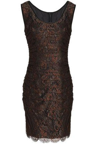 Dolce & Gabbana Woman Ruched Corded Lace Dress Brown