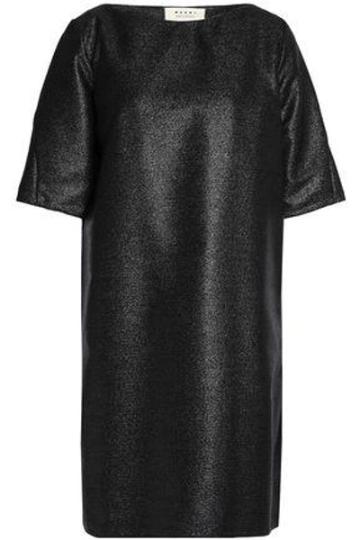 Marni Metallic Wool-blend Crepe Mini Dress In Black
