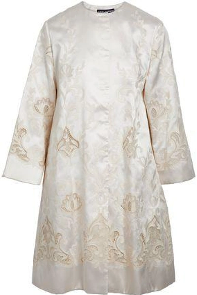 Dolce & Gabbana Woman Embroidered Silk-blend Satin-twill Coat Ivory