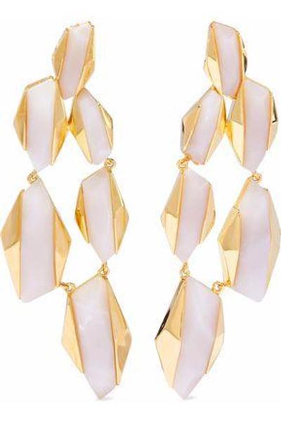 Noir Jewelry Woman 14-karat Gold-plated Resin Earrings Off-white