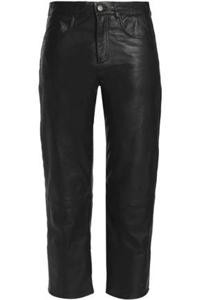 Muubaa Cropped Leather Straight-leg Trousers In Black
