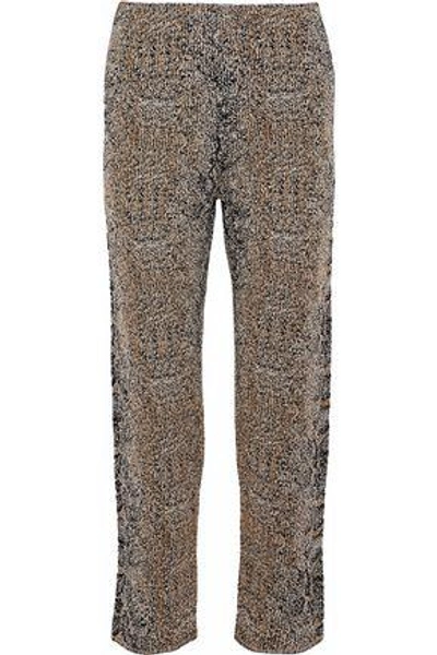 Giorgio Armani Woman Cropped Metallic Bouclé-knit Straight-leg Pants Sand