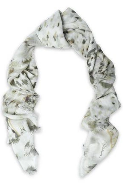 Roberto Cavalli Woman Printed Modal And Silk-blend Scarf Ivory