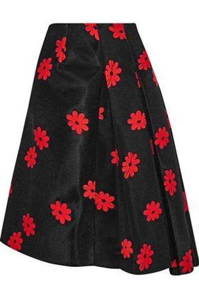 Simone Rocha Woman Asymmetric Pleated Embroidered Neoprene Skirt Black