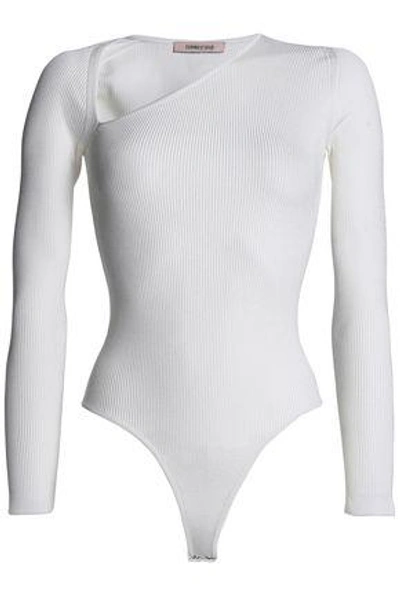 Cushnie Et Ochs Cushnie Woman Vivian Asymmetric Ribbed-knit Bodysuit White