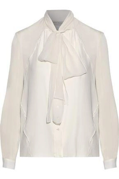 Carolina Herrera Pussy-bow Silk-georgette Blouse In Ivory