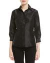 Carolina Herrera Silk Taffeta Collared Shirt -black