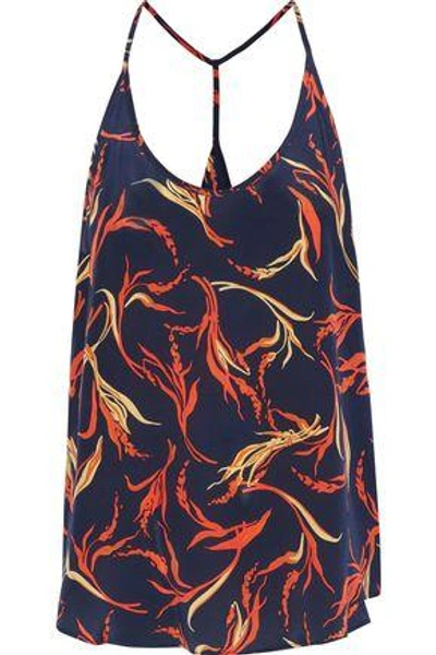 L Agence Mary Jane Printed Silk Tank In Midnight Blue