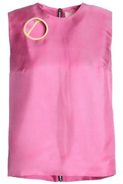 Roksanda Woman Cutout Silk-twill Top Pink