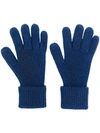 N•peal Ribbed Knitted Gloves In Blue