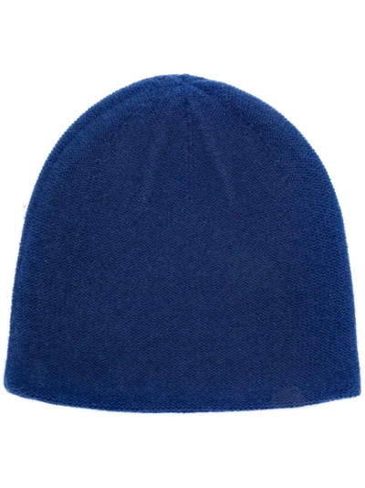N•peal Knitted Beanie Hat In Blue