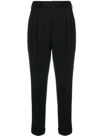 Saint Laurent High Waisted Cropped Trousers - Black