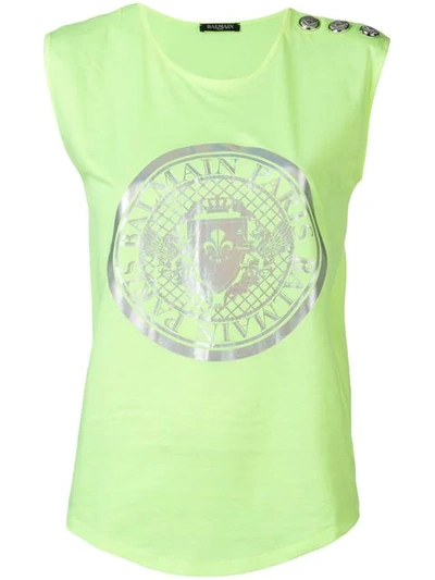 Balmain Logo Patch T-shirt - 黄色 In Yellow