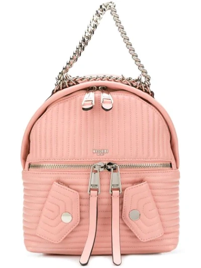 Moschino Quilted Logo Backpack - Pink