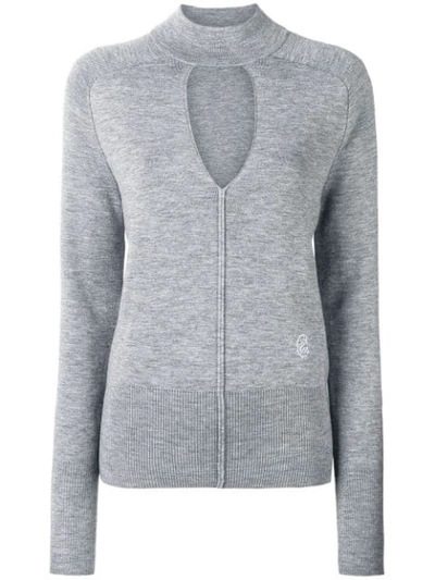 Chloé Chloe Cutout Choker Sweater In Gray In Grey