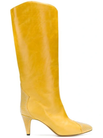 Isabel Marant Stud Embellished Tubular Boots - Yellow In Yellow & Orange