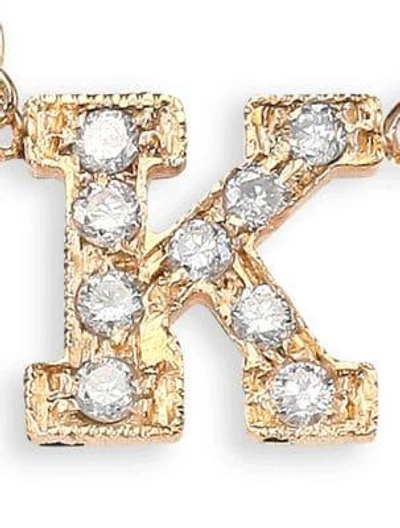 Zoë Chicco Pavé Diamond & 14k Yellow Gold Initial Pendant Necklace In Initial K