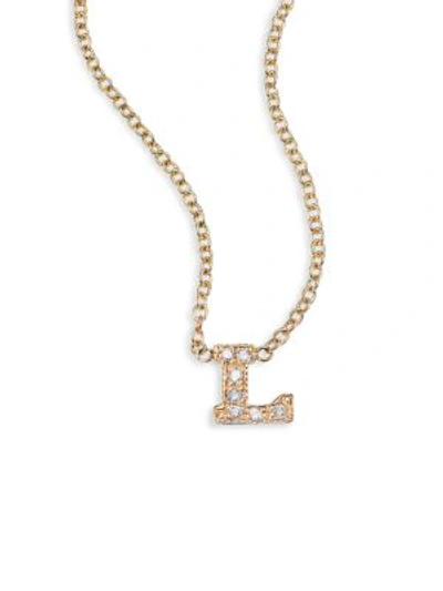 Zoë Chicco Pavé Diamond & 14k Yellow Gold Initial Pendant Necklace In Initial L