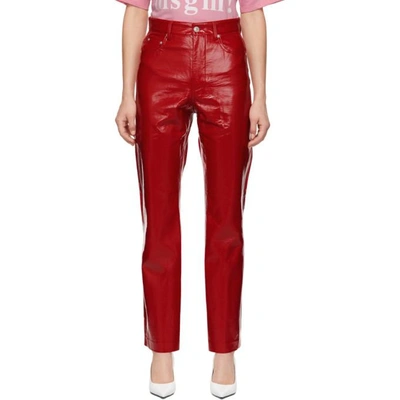 Msgm Red Vinyl Trousers In 18 Red