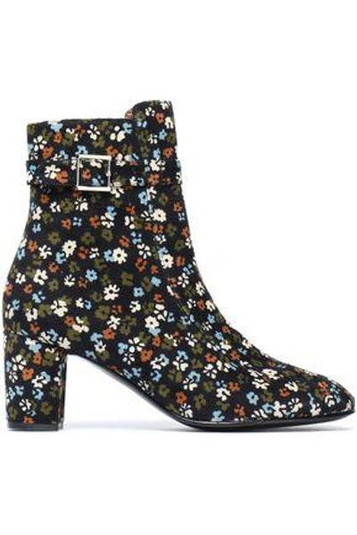 Newbark Printed Corduroy Ankle Boots In Black