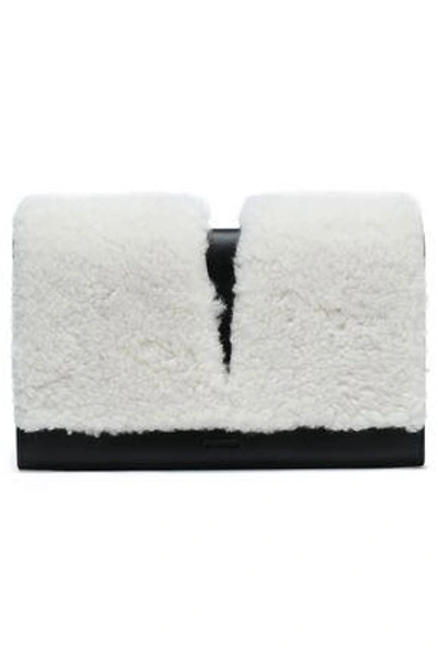 Jil Sander Woman Shearling And Leather Clutch Off-white