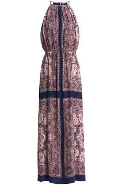 Joie Woman Gathered Printed Washed-silk Maxi Dress Pink
