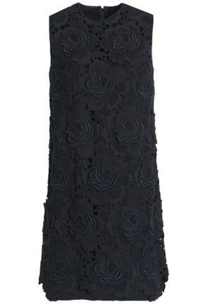Dolce & Gabbana Woman Embroidered Cashmere And Cotton-blend Twill Mini Dress Black