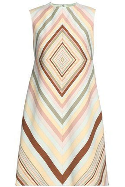 Valentino Woman Flared Printed Wool And Silk-blend Mini Dress Ivory