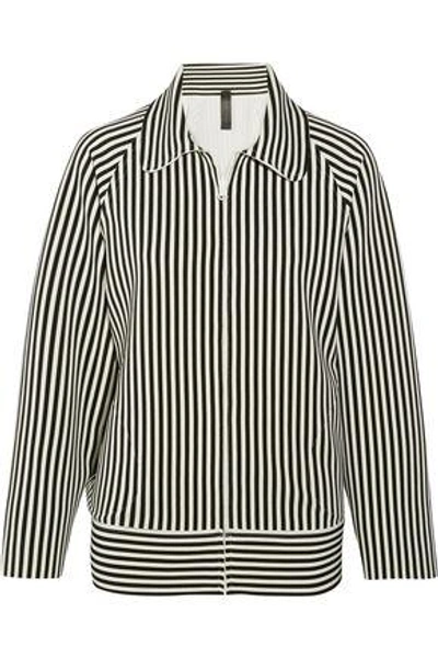 Norma Kamali Woman Striped Neoprene Jacket Gray