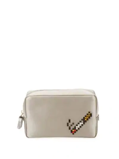 Anya Hindmarch Cigarette Makeup Pouch In Silver