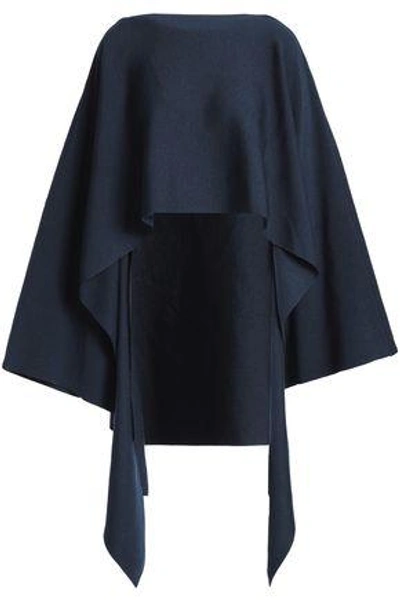 Jil Sander Woman Draped Wool-blend Poncho Midnight Blue