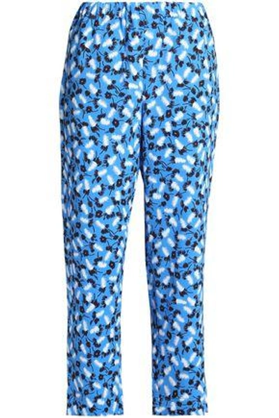 Marni Printed Crepe Straight-leg Pants In Azure