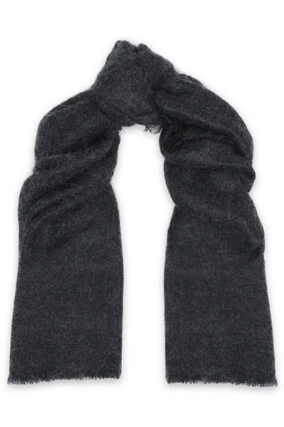 Brunello Cucinelli Woman Frayed Mohair-blend Scarf Charcoal